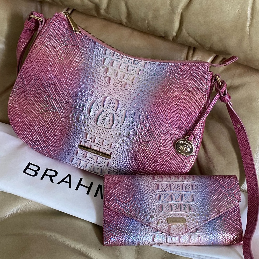 SALE! NWOT Brahmin Shayna Crossbody & Veronica Wallet Pink Melbourne Leather